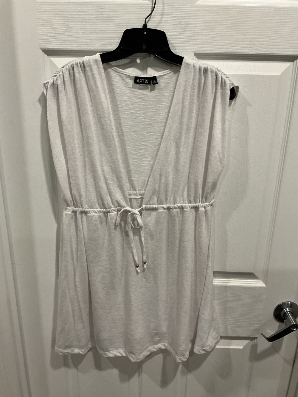 Apt. 9 White Sleeveless V-Neck Drawstring coverup